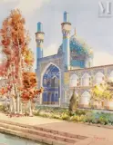 Mosquée du Shah, Ispahan by Yervand Nahapetian, 1962, Aquarelle, sold Jun 2025