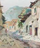 Rue du village by Henri Jean Pontoy, Aquarelle et gouache sur papier, sold Jun 2025