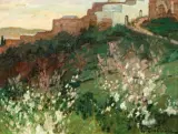 Les lauriers en fleurs by Henri Dabadie, Huile sur carton fort, sold Jun 2025