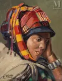 Femme d'Azrou by Edmond Valès, Huile sur toile, sold Jun 2025