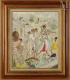 Danseuses à Rabat by Oscar Spielmann, Huile sur toile d'origine, sold Jun 2025