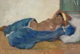 Mauresque au sarouel bleu by Marcel Vicaire, Huile carton, sold Jun 2025