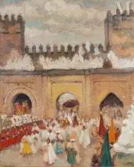 L'entrée du sultan à Fès by Marcel Vicaire, Huile sur carton, sold Jun 2025