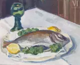 Le verre à vin du Rhin by Marcel Vicaire, 1965, Huile sur isorel, sold Jun 2025