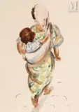Femme et son enfant by Charles Brouty, Gouache et aquarelle sur papier, sold Jun 2025