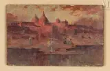 Paysage, devant les remparts by Eugène Deshayes, Huile sur panneau, sold Jun 2025