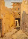 Ruelle de la kasbah by José Silbert, Huile sur toile d'origine, sold Jun 2025