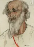Portrait de viellard by André Suréda, Fusain, sanguine et craie blanche, sold Jun 2025