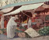 Le marché aux légumes à Blida by Maurice Bouviolle, Huile sur toile d'origine, sold Jun 2025