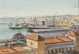 Le port d'Alger, (19)62 by Emile Bou, Huile sur panneau, sold Jun 2025
