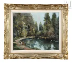 Les pêcheurs à Meug sur Loire by Henry Steen, Huile sur toile, sold Feb 2025