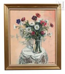 Bouquet d'Hiver" & "Bouquet au naperon by Harry Séguéla, Huile sur toile, sold Feb 2025