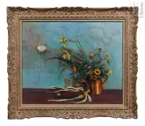 La tulipe rose by Harry Séguéla, Huile sur toile, sold Feb 2025
