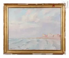 Bord de mer à Knockes, Belgique by Mikhail Nikolaevich Yakovlev, Huile sur toile, sold Feb 2025
