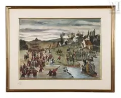 Le passage du guet by Maurice Sand, Aquarelle, gouache/papier, sold Feb 2025