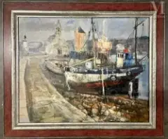 Port de Camaret by Makoto Masuda, Huile sur toile d'origine, sold Feb 2022