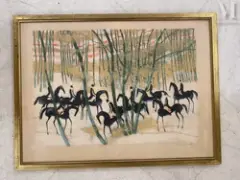 Cavaliers by André Brasilier, Lithographie sur papier Arches, sold Feb 2022