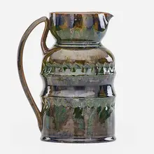 Fine Large Dimpled Pitcher by George E. Ohr, sold Jan 2017
