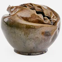 Fine Large Vase With Ruffled Rim by George E. Ohr, sold Jan 2017