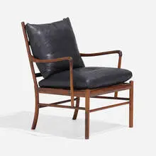 Colonial chair by Ole Wanscher, 1949, rosewood, leather, cane, sold Nov 2022