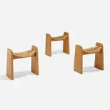 Jotne stools, set of three by Gilbert Marklund, c. 1970, pine, sold Nov 2022