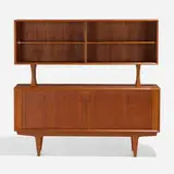 Cabinet by Bernhard Pedersen & Søn, c. 1975, teak, glass, rosewood, sold Nov 2022