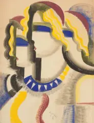 Drei Frauen im Profil by Hugo Scheiber, gouache, sold Dec 2024