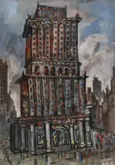 Hochhaus by Béla Kádár, gouache, sold Dec 2024