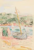 Boot am Ufer (Monterosso) by Hans Purrmann, 1946, watercolor, sold Dec 2024