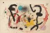 La lutte rituelle by Joan Miró, 1964, color lithograph, sold Dec 2024