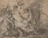 Umkreis Tod Alexanders des Grossen im Kreise seiner Feldherren, mit dem geflügelten Genius der Unsterblichkeit by Charles Le Brun, chalk, offered Dec 2024