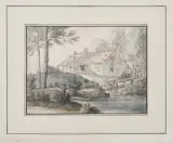 zugeschrieben Bauerngehöft by Jacob van Liender, pen and ink, sold Dec 2024