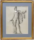 zugeschrieben Apollo Belvedere by Paul Balze, pencil, sold Dec 2024