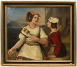 Die Schwestern by Ede Heinrich, oil on canvas, offered Dec 2024