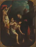 Kopie um 1900 nach Cristofano Allori Die Gastfreundschaft des Hl. Julian by Silvio Zocchi, oil on canvas, offered Dec 2024
