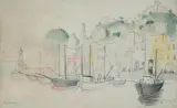 Procida by István Pekáry, 1960, watercolor, offered Dec 2024