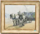 Warten auf die Beladung (Esperando Carga) by Oscar Antonio Vaz, 1968, oil on board, offered Dec 2024