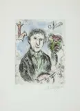 Portrait au bouquet by Marc Chagall, 1981, pencil, sold Dec 2024