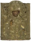 Russisch, um 1800 by Hl. Nikolaus mit Oklad, tempera, offered Dec 2024