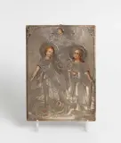 Russisch, Ende 19.Jh by Hl. Michael und Hl. Barbara mit Silberoklad, tempera, sold Dec 2024