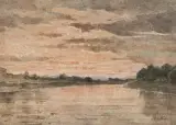 Studie für weite Flusslandschaft, verso Bildnis eines Kindes by Albert Anker, watercolor, sold Dec 2024