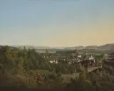 Ansicht von Zürich, Künstlergasse Richtung Haus zum Rech und Hirschengraben by Wilhelm Scheuchzer, 1822, oil on canvas, sold Dec 2024