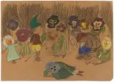 Blumen und Zwerge by Ernst Kreidolf, pastel, sold Dec 2024
