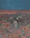 Nachtritt by Hermann Alfred Sigg, 1966, oil on canvas, sold Dec 2024