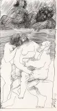Bachanten by Martin Disler, 1974, ink, sold Dec 2024