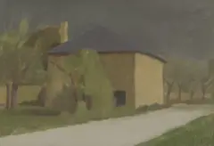 Landstrasse mit graubedachtem Haus by Gérard de Palézieux, oil on board, sold Dec 2024