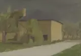 Landstrasse mit graubedachtem Haus by Gérard de Palézieux, oil on board, sold Dec 2024