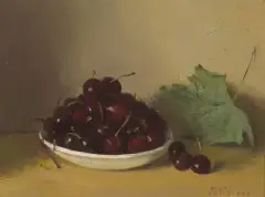 Stillleben mit Kirschen by Gérard de Palézieux, oil on canvas, sold Dec 2024