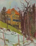 Villa an der Bergstrasse in Zürich by Rudolf Zender, oil on canvas, sold Dec 2024