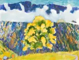 Baum in einer Berglandschaft by Samuel Buri, 1998, watercolor, sold Dec 2024